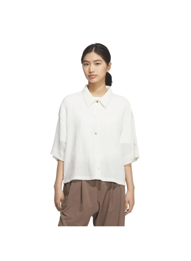 اديداس قميص بأكمام قصيرة SOFTLUX SHEER LOOSE FIT COLLAR